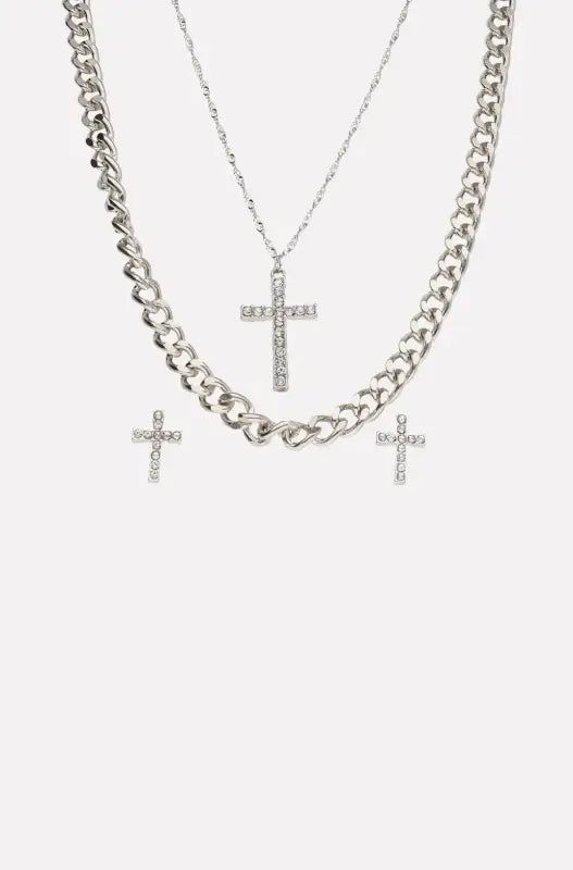 Zora Layered Necklace Set _ 143787 _ Silver sold by Dunns