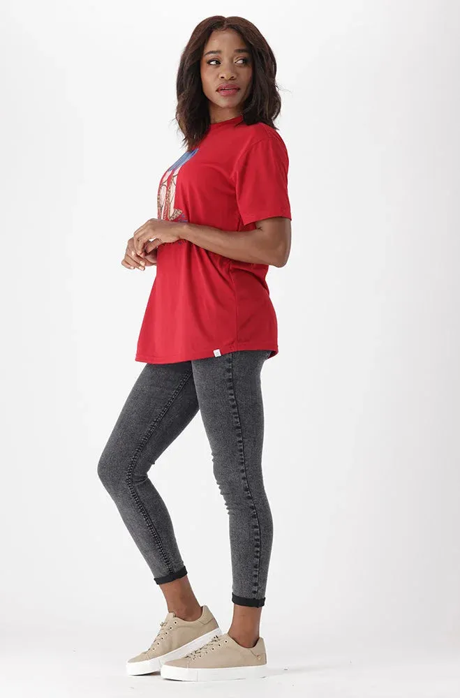 Jade Graphic Print Boyfriend Tee _ 150865 _ Red sold by Dunns product image thumbnail 5