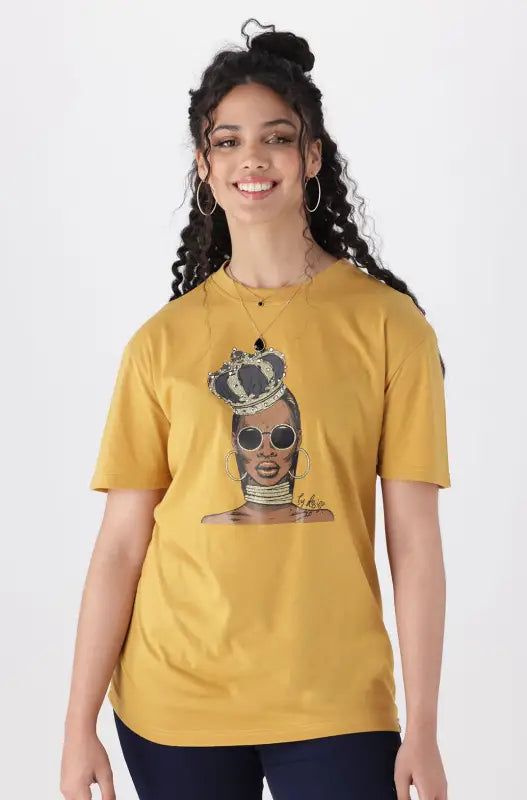 Jade Graphic Print Boyfriend Tee _ 144214 _ Ocre sold by Dunns