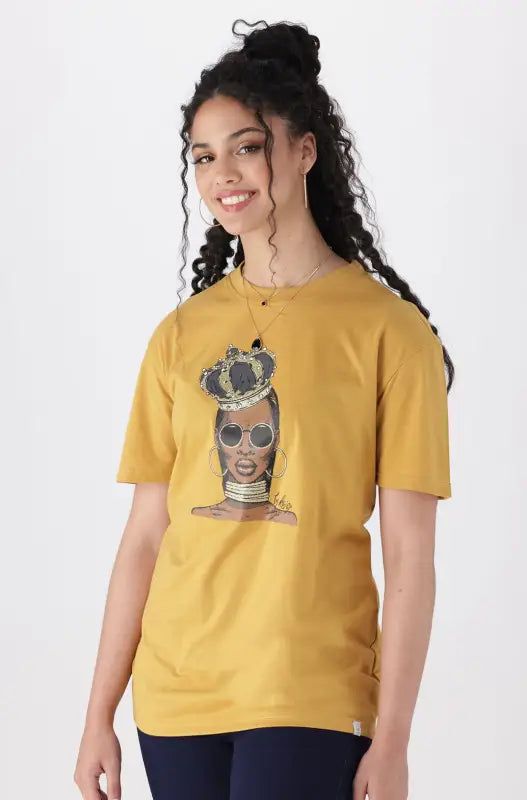 Jade Graphic Print Boyfriend Tee _ 144214 _ Ocre sold by Dunns product image thumbnail 2