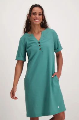 Lillian Shift Linen  Dress _ 140922 _ Sage sold by Dunns