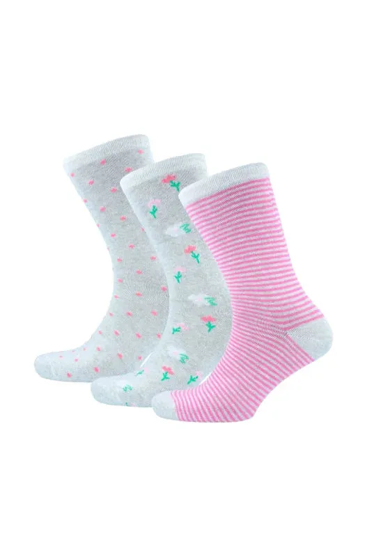 Gia Crew Socks 3pk _ 147529 _ Grey Mel sold by Dunns