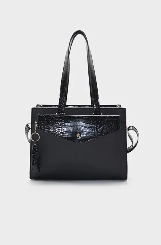 Alisa Front Flap Tote Bag _ 149520 _ Black sold by Dunns