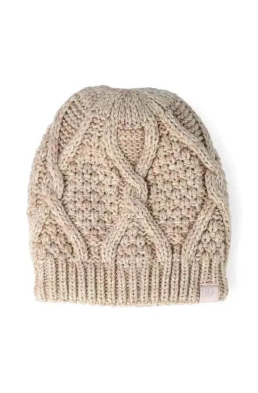 Kinsey Cable Knit Beanie _ 120961 _ Pink sold by Dunns