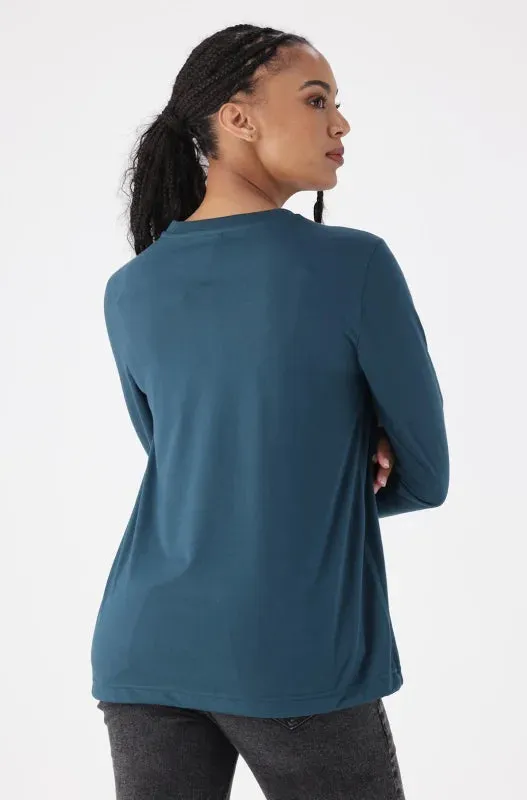 Carlie Drawcord Graphic Tee _ 149384 _ Teal sold by Dunns product image thumbnail 3