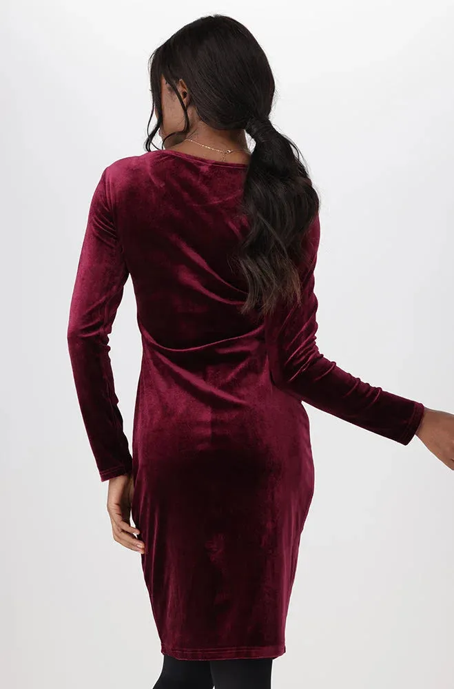 Aria Scoop Neck Bodycon Dress _ 148648 _ Burgundy sold by Dunns product image thumbnail 3