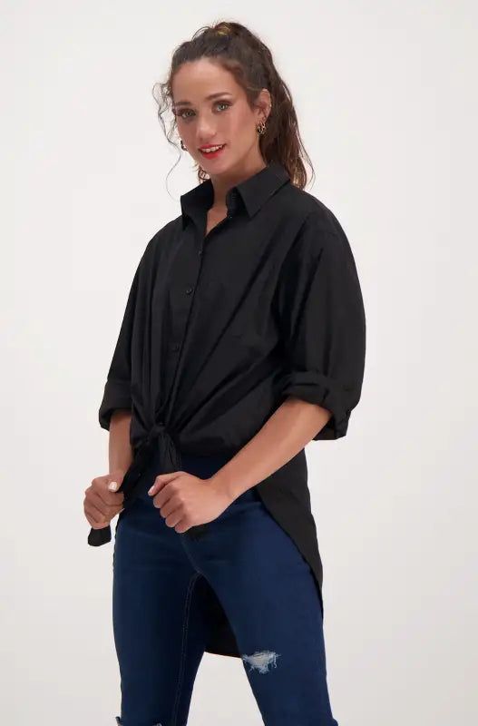 Mia Boyfriend Shirt _ 140910 _ Black sold by Dunns product image thumbnail 2