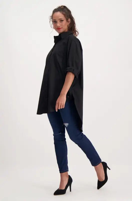 Mia Boyfriend Shirt _ 140910 _ Black sold by Dunns product image thumbnail 5