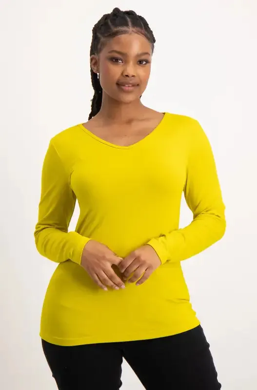 Vayla V Neck Tee _ 136520 _ Yellow sold by Dunns