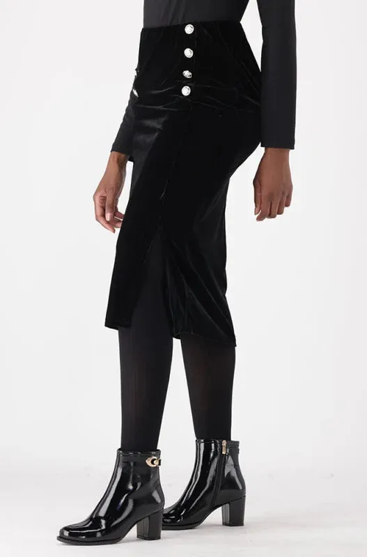 Aria Button Detail Velour Pencil Skirt _ 148748 _ Black sold by Dunns product image thumbnail 2