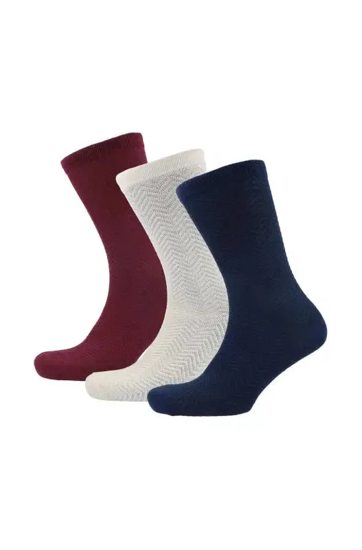 Mae Crew Socks 3pk _ 147523 _ Burgundy sold by Dunns
