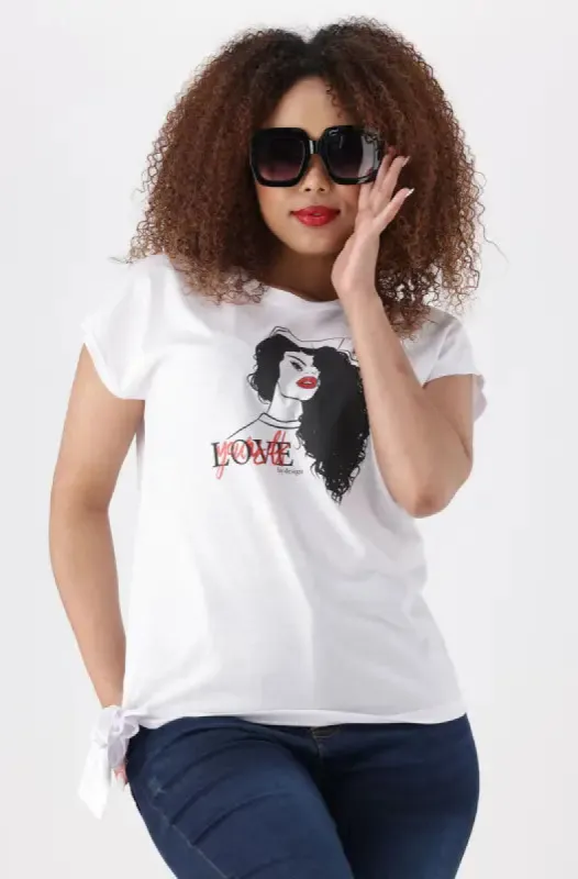 Jade Tie Hem Tee _ 144218 _ White sold by Dunns