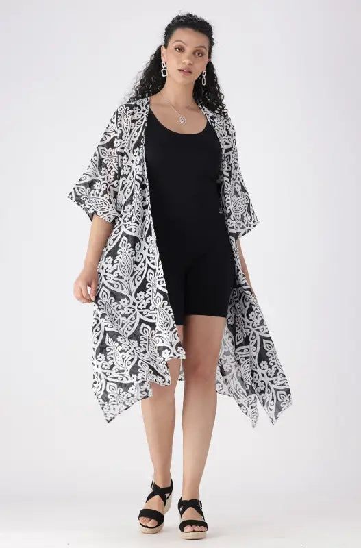 Emily Printed Kimono _ 145475 _ Black sold by Dunns product image thumbnail 4
