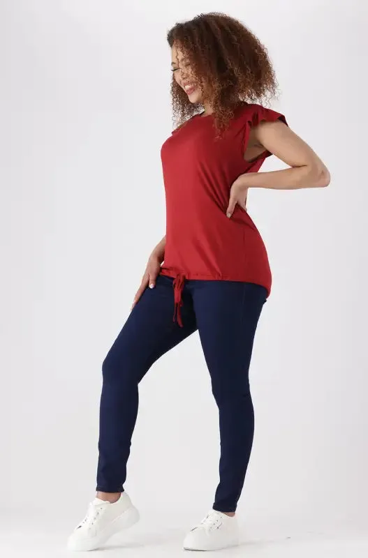 Tori Flutter Sleeve Drawcord Top _ 144466 _ Red sold by Dunns product image thumbnail 5