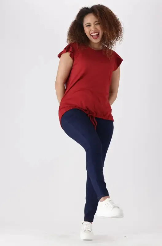 Tori Flutter Sleeve Drawcord Top _ 144466 _ Red sold by Dunns product image thumbnail 4