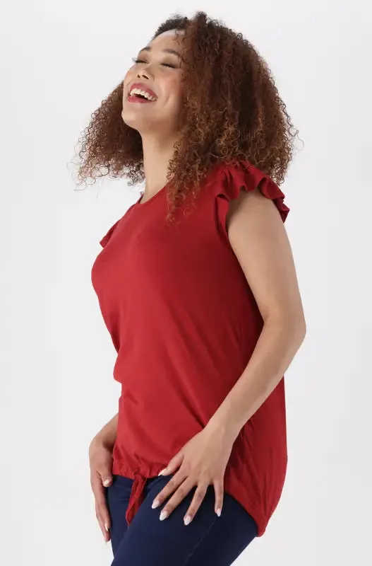 Tori Flutter Sleeve Drawcord Top _ 144466 _ Red sold by Dunns product image thumbnail 2