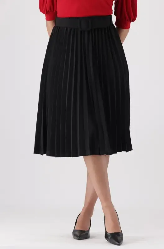 Emilia Pleated Midi Skirt _ 147868 _ Black sold by Dunns
