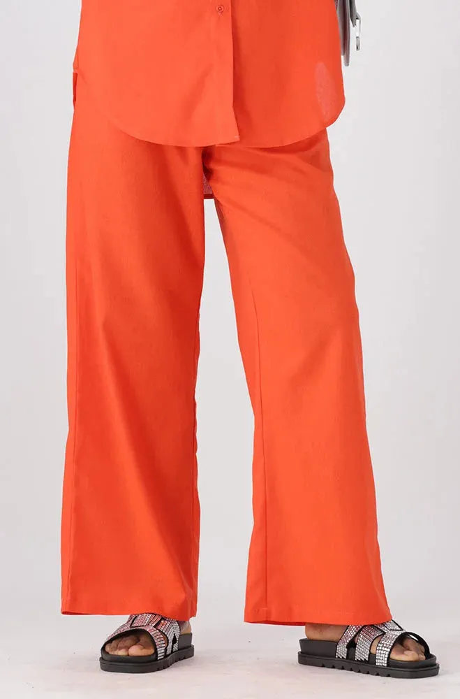 Kate Linen Blend Wide Leg Pants _ 150220 _ Orange sold by Dunns