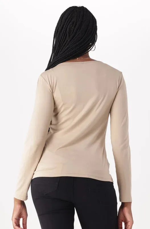 Vayla V Neck Tee _ 149106 _ Stone sold by Dunns product image thumbnail 3