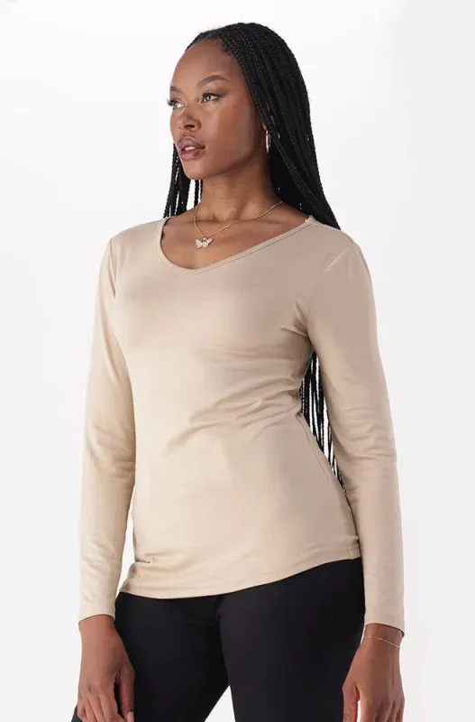 Vayla V Neck Tee _ 149106 _ Stone sold by Dunns product image thumbnail 2