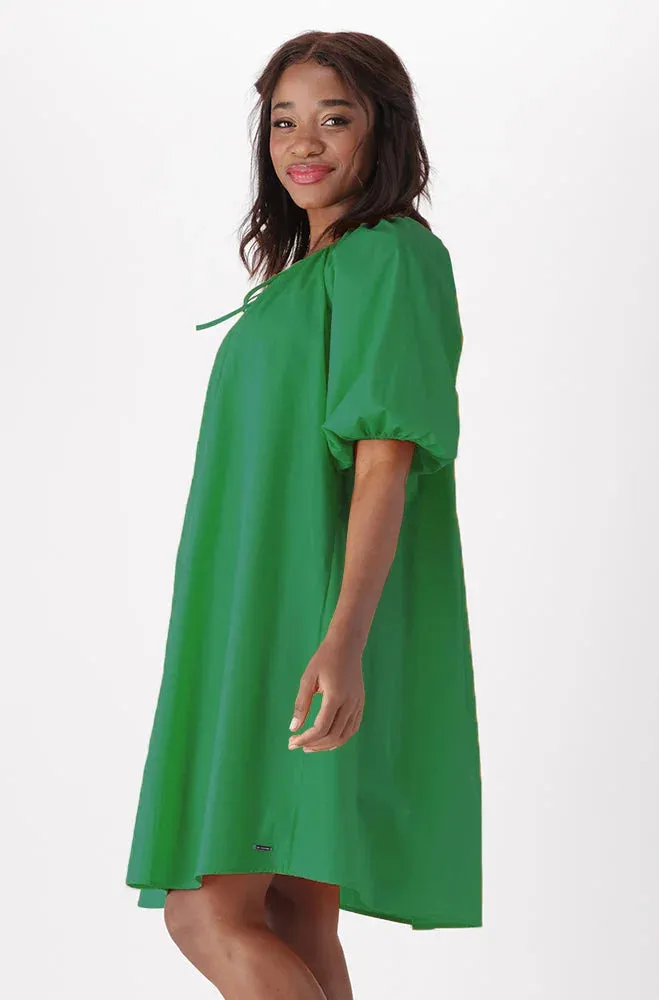 Kiara Poplin Puff Sleeve Dress _ 151303 _ Green sold by Dunns product image thumbnail 2