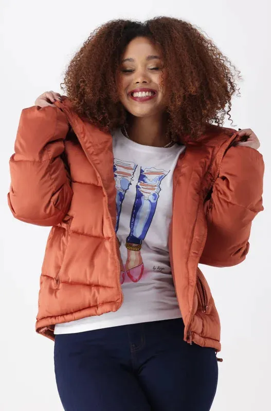 Cleo Satin Puffer _ 145114 _ Rust sold by Dunns