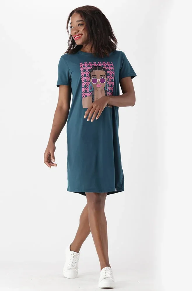 Koko T Shirt Dress _ 150321 _ Teal sold by Dunns product image thumbnail 4