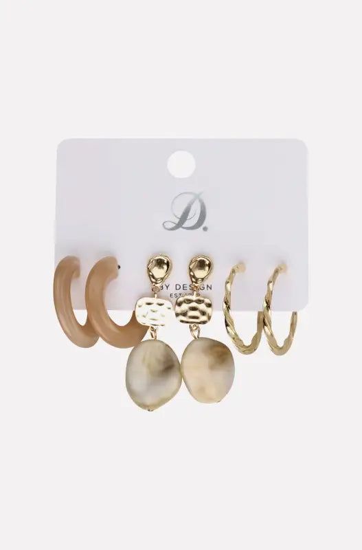 Kylie 3 Pack Earrings _ 143683 _ Gold sold by Dunns