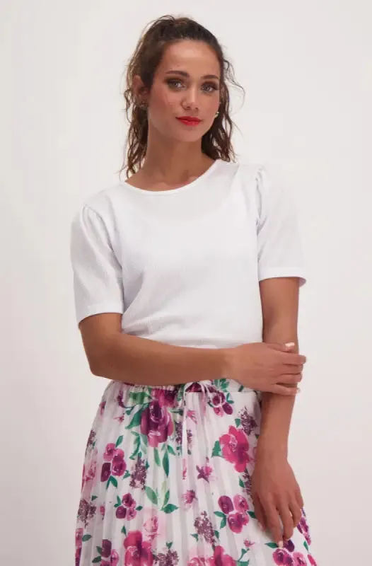 Annette Textured Puff Sleeve Top _ 140300 _ White sold by Dunns