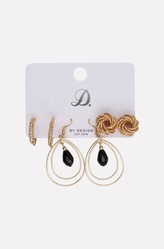 Kim 3 Pack Earrings _ 143682 _ Black sold by Dunns