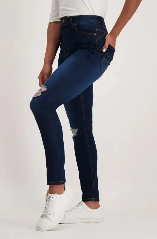 Lara High Rise Rip And Repair Skinny _ 138388 _ Dark Wash sold by Dunns product image thumbnail 3