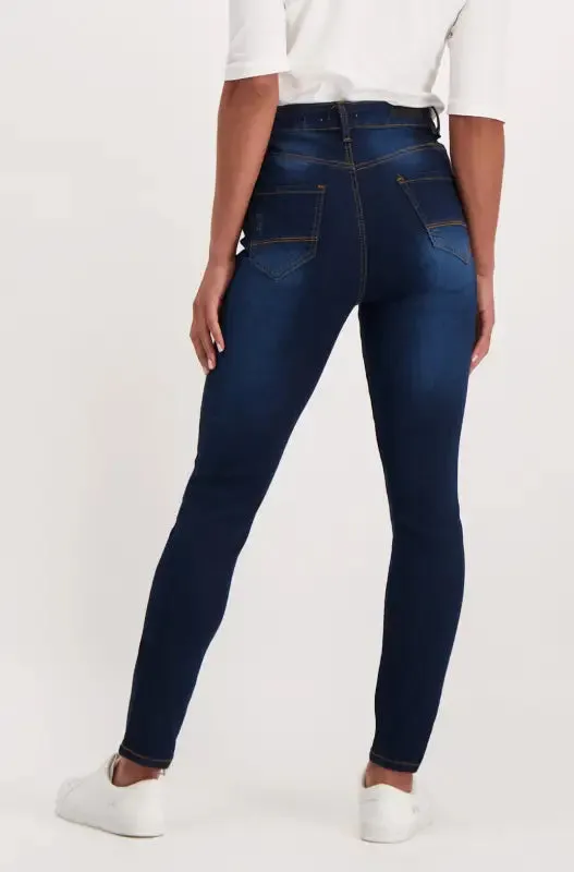 Lara High Rise Rip And Repair Skinny _ 138388 _ Dark Wash sold by Dunns product image thumbnail 4