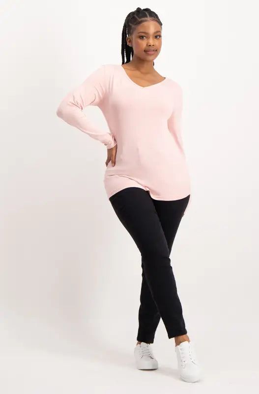 Vayla V Neck Tee _ 136523 _ Pink sold by Dunns product image thumbnail 4