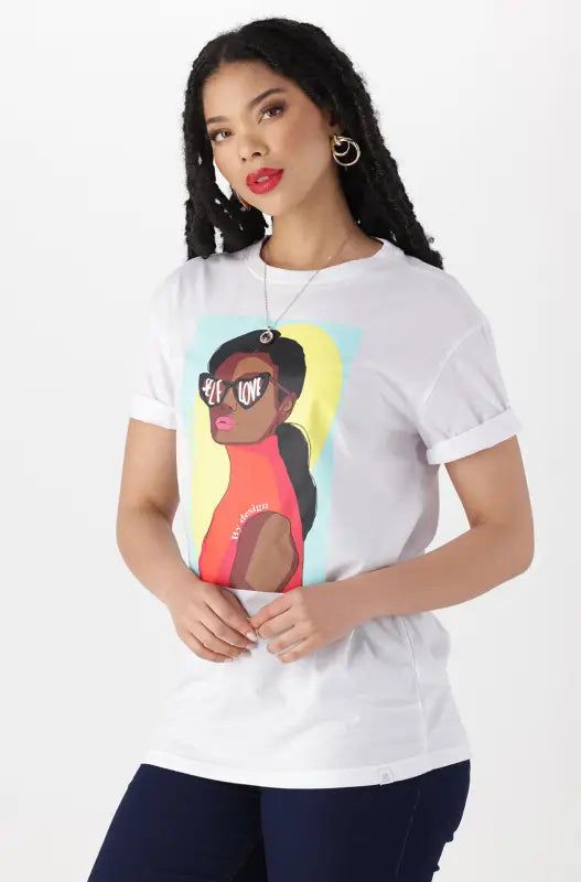 Jade Graphic Print Boyfriend Tee _ 142348 _ White sold by Dunns product image thumbnail 2