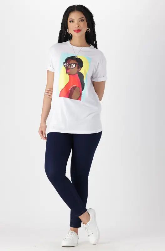 Jade Graphic Print Boyfriend Tee _ 142348 _ White sold by Dunns product image thumbnail 4