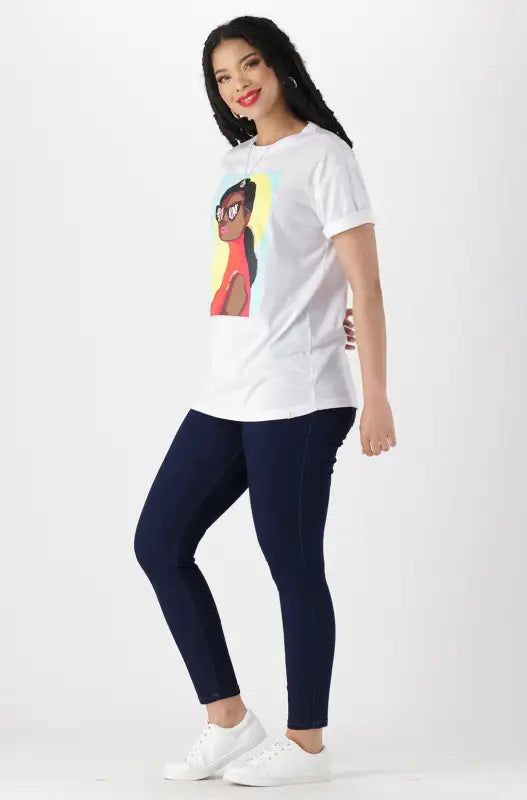 Jade Graphic Print Boyfriend Tee _ 142348 _ White sold by Dunns product image thumbnail 5