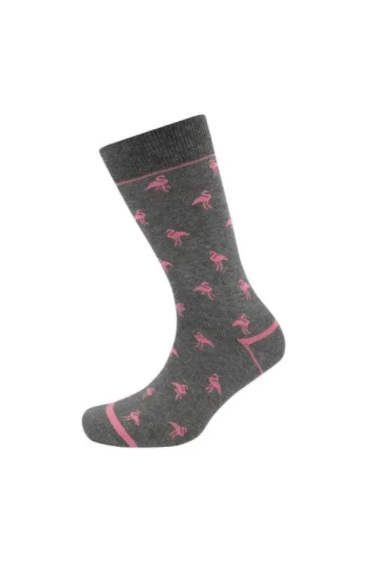 Flamingo Single Socks _ 138244 _ Charcoal Mel sold by Dunns