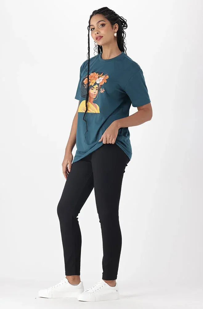 JADE GRAPHIC PRINT BOYFRIEND TEE _ 150869 _ Teal sold by Dunns product image thumbnail 5