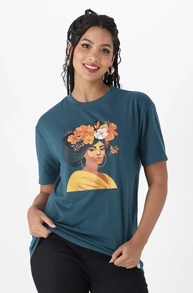 JADE GRAPHIC PRINT BOYFRIEND TEE _ 150869 _ Teal sold by Dunns