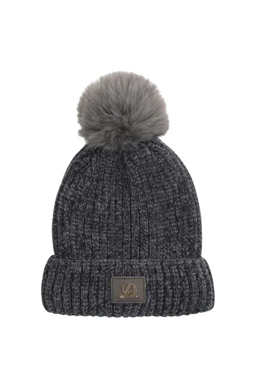 Viloa Cashmere Pom Pom Beanie _ 148268 _ Charcoal sold by Dunns