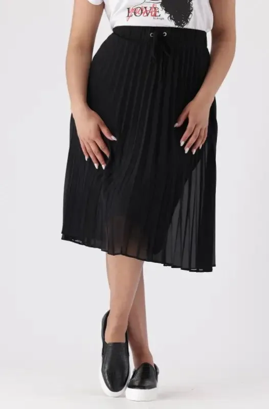 Iris Pleated Skirt _ 144119 _ Black sold by Dunns