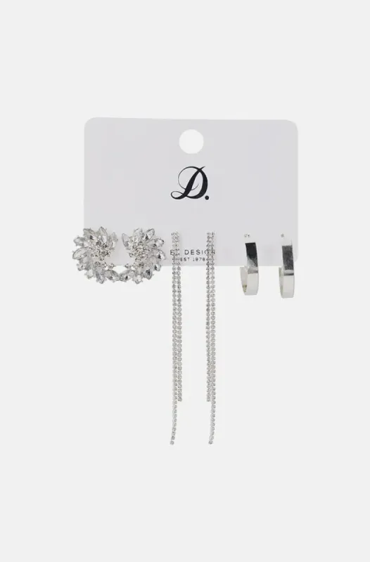 Celina 3 Pack Earrings _ 148666 _ Silver sold by Dunns