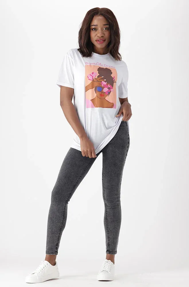 Jade Graphic Print Boyfriend Tee _ 150859 _ White sold by Dunns product image thumbnail 4