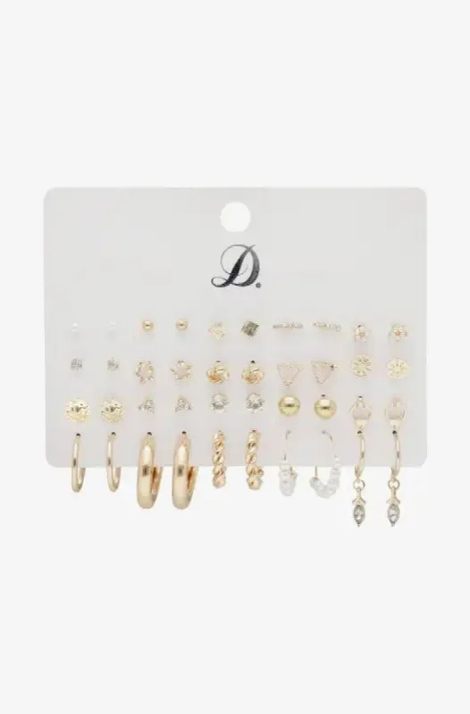 Lyn Multi 20 Pack Earrings _ 141761 _ Gold sold by Dunns