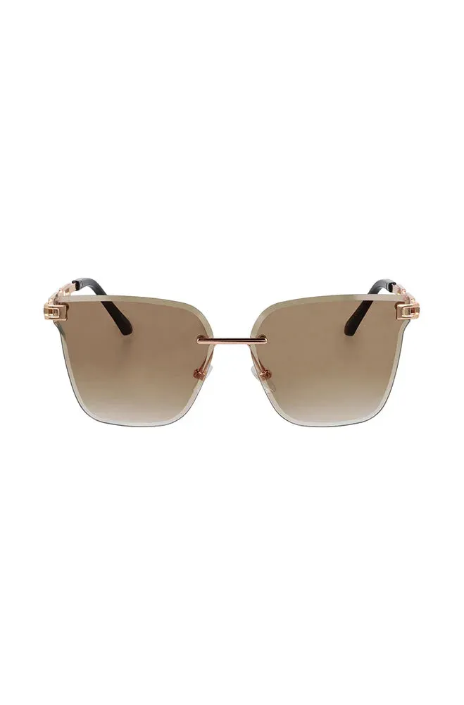 Devina Metal Temple Sunglasses _ 149051 _ Brown sold by Dunns