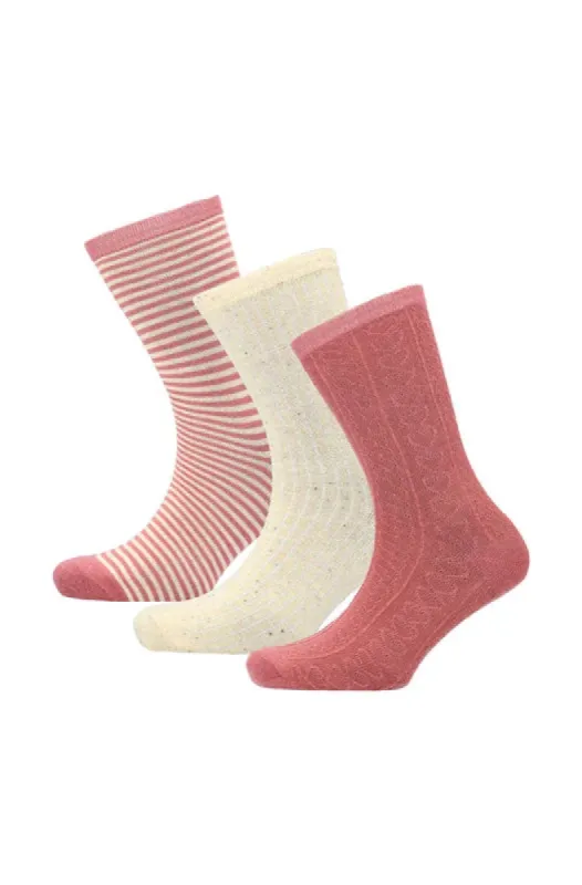 Monya Crew Socks 3pk _ 147530 _ Dusty Pink sold by Dunns