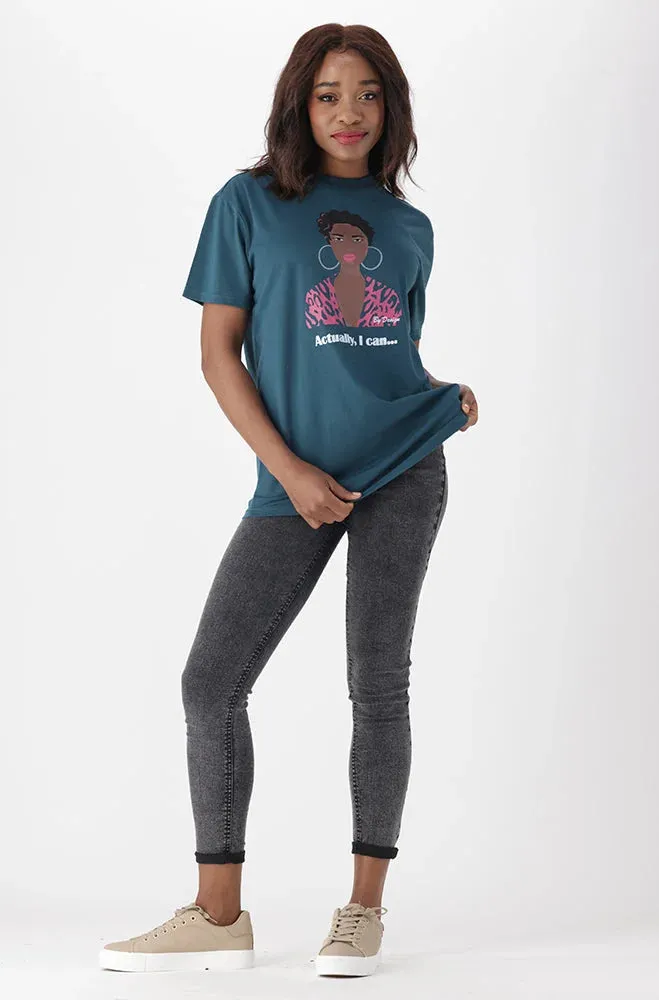 Jade Graphic Print Boyfriend Tee _ 150856 _ Teal sold by Dunns product image thumbnail 4