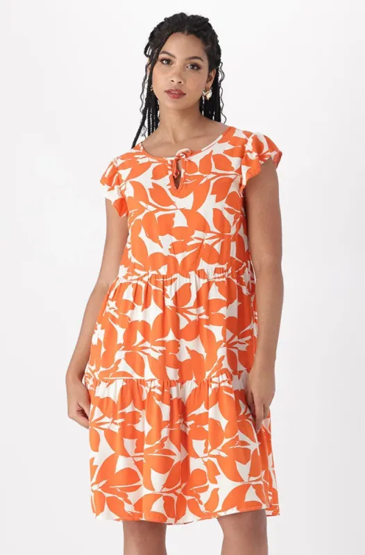 Kiara Tiered Dress _ 151173 _ Orange sold by Dunns