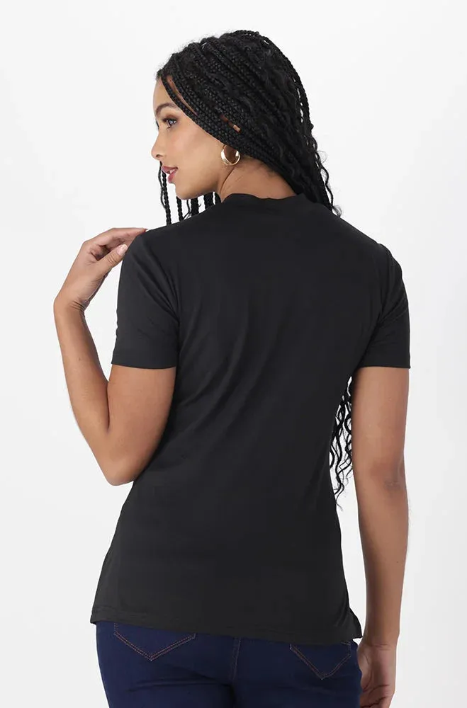 TIA BUTTON DETAIL TURTLENECK TOP _ 150314 _ Black sold by Dunns product image thumbnail 3