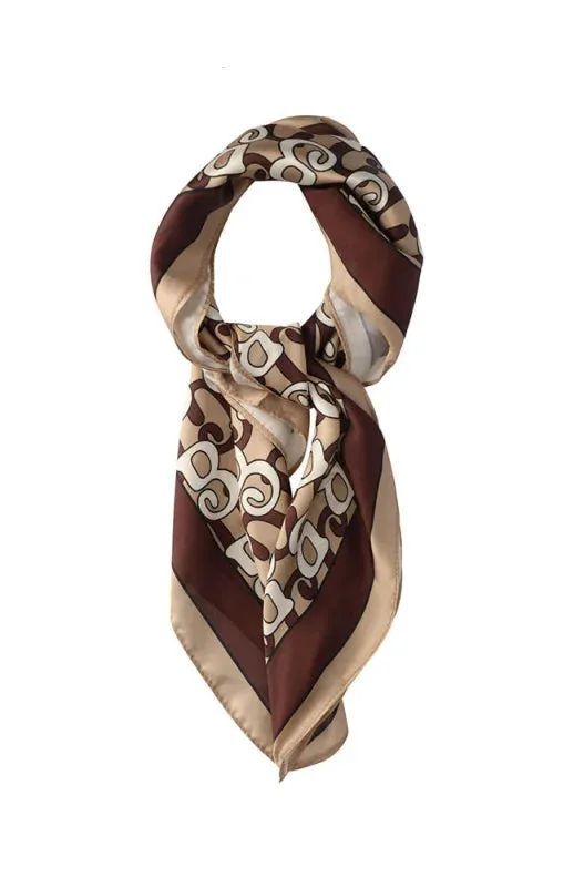 Lucy Satin Printed Scarf _ 147879 _ Brown sold by Dunns